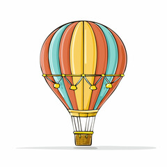 Obraz premium Whimsical Journey: A Colorful Hot Air Balloon Floating in a Dreamy Sky Setting
