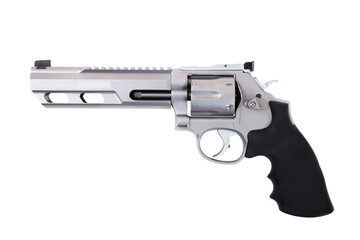 Revolver on white background. Firearms concept