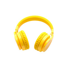  Yellow headphones or earphone wireless computer isolated on a blank background. 