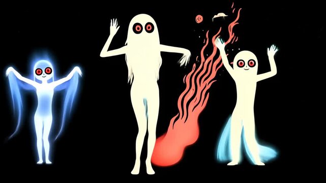 Funny Retro Cartoon Ghost Illustration for Halloween Spooky Art