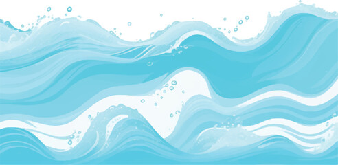 Clean Vector Ocean Wave with Soft White Foam and Aqua Splash – Ideal for Surf Graphics, Posters, and Coastal Branding
