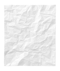 Crumpled white paper sheet with visible texture on transparent background.