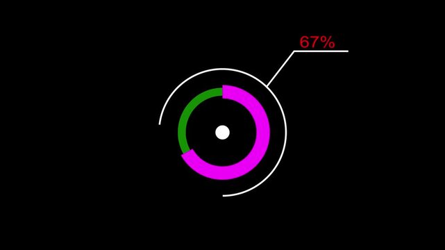 A dynamic circle loading animation, and on a black background is loading from 1 to 67 .