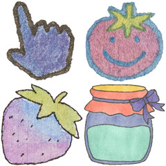 a drawing of a jar of jam and a strawberry