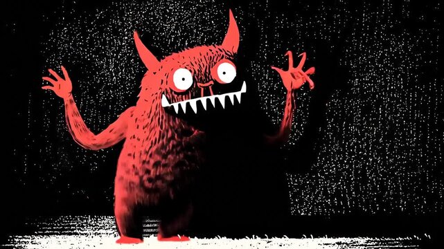 Funny Retro Cartoon Devil Monster Illustration for Halloween Fun