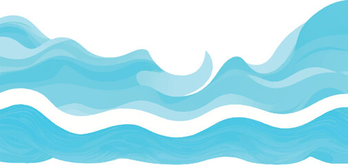 Minimalist Ocean Wave Line Vector with Light Blue and Aqua Curves – Elegant Sea Illustration for Modern Web, Branding and Packaging
