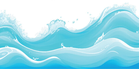 Minimalist Ocean Wave Line Vector with Light Blue and Aqua Curves – Elegant Sea Illustration for Modern Web, Branding and Packaging
