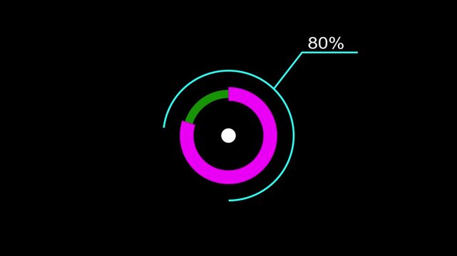 A dynamic circle loading animation, and on a black background is loading from 1 to 80 .