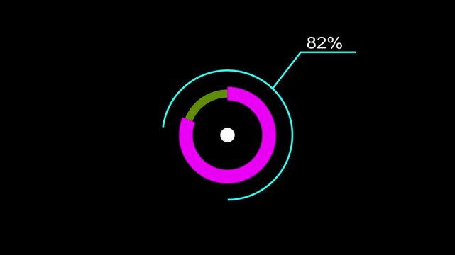 A dynamic circle loading animation, and on a black background is loading from 1 to 82 .