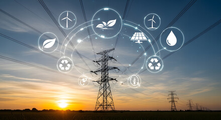 Obraz premium Sustainable Energy Transmission: Powering a Greener Future