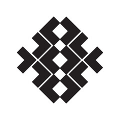 Geometric arrow shape pattern forming a complex abstract structure on a transparent background