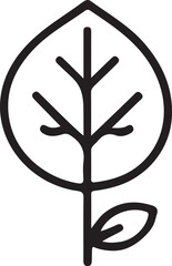 Simple icon depicting a leafy plant with stem and a transparent background