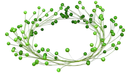 Abstract green circle of interconnected elements isolated on white background