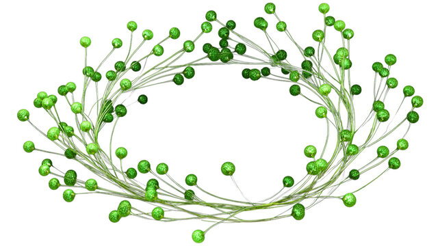 Abstract green circle of interconnected elements isolated on white background