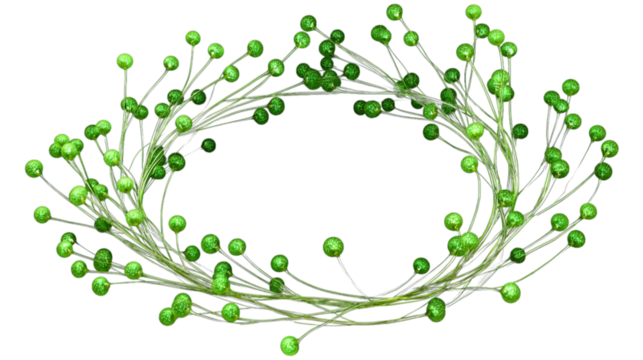 Abstract green circle of interconnected elements isolated on white background