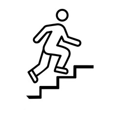 Line features a person icon ascending flight of stairs on transparent background