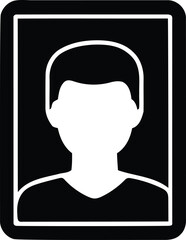 Minimalist person avatar in a black rectangular frame offers a clean transparent backdrop