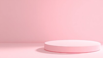 Simple pink circular podium on a pink background.