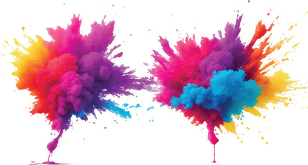 Color Splash Explosion – Bright Holi Paint and Powder Burst Isolated on White Background for Festival Art
