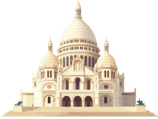 Grand architectural illustration of historic basilica with prominent dome and intricate details, showcasing its majestic presence and cultural significance