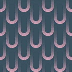 Fashionable vintage 60s 70s seamless pattern grainy textured vector abstract background in pale pink and blue hues. Half tone art illustration for textile print. Endless abstraction for wallpaper