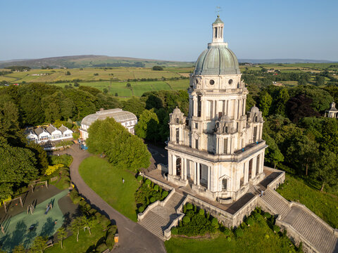 Historic landmark of Ashton Memorial in Williamson Park, Lancaster in county of Lancashire, England
