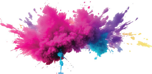 Holi Festival Paint Burst – Colorful Powder Explosion with Rainbow Pigment on Clean White Isolated Background
