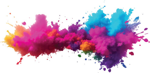 Rainbow Holi Color Explosion – Paint Powder Splash on White Background for Bright Festival Art and Design
