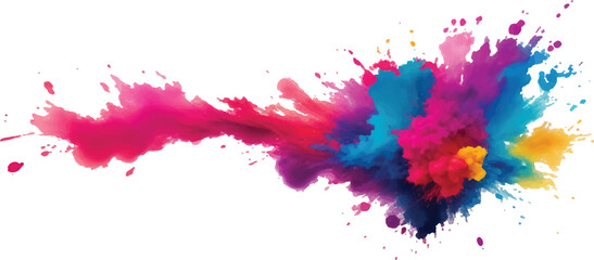 Vibrant Festival Holi Powder Blast – Bright Colorful Paint Splash Isolated on White Background Vector Design
