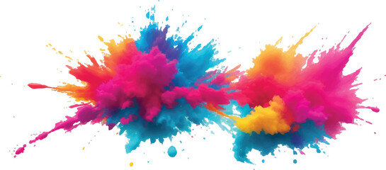  Holi Powder Color Explosion – Vibrant Rainbow Paint Burst Isolated on White Background for Festival and Celebration Themes
