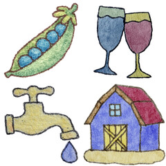 a drawing of a house and a faucet and a house and a faucet and a water faucet and and a house