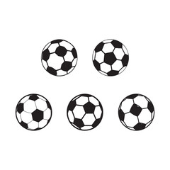 Set football ball vector icons. Soccer balls icons. soccer ball icons, football or soccer ball icon set in different styles, football simple black style, Vector illustration eps 10.