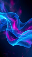 Futuristic Neon Waves with Glowing Light Effects &mdash; AI Generated