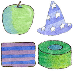 a drawing of a variety of items