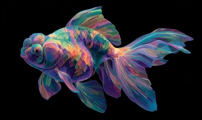 Interpretazione Cubista di Pesciolino Rosso: Design Piatto