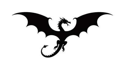Dragon Silhouette with Wings Spread mythical creature