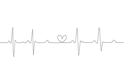 Heartbeat line with heart symbol electrocardiogram