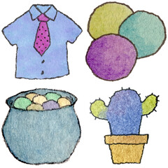 a drawing of a potted plant and shirt and and tie