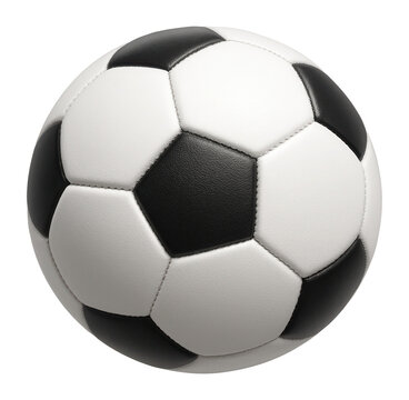 Fototapeta Classic black and white soccer ball featuring hexagonal and pentagonal panels on transparent background.