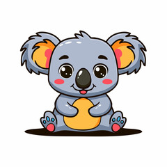 Obraz premium Adorable Cartoon Koala with Sweet Eyes and Gentle Smile, A Delightful Character