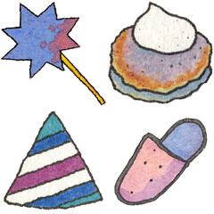 a drawing of a variety of items