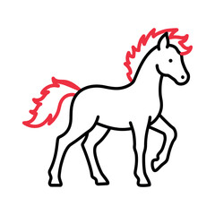 Fototapeta premium Stylized fire horse outline with red mane for the Year of the Horse 2026