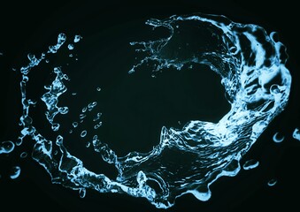 抽象的な青い水しぶきの3dイラスト