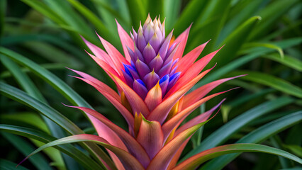 Exotic Tillandsia Flower with Vivid Tropical Colors