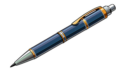 very beautiful Ballpoint pen isolated in  white background , top view of gray pen, business office desk design element