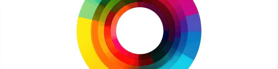 Obraz premium Colorful wheel with segments of different colors on a white background