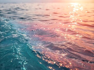 Photo of the sun sets over the ocean, casting a warm glow on the waves, creating a beautiful and serene scene of natures beauty and tranquility at the coast