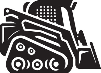 compact tracked skid steer loader Black and White Vector