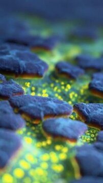 Microscopic View of Bioluminescent Coral Polyp Texture