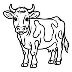 cow isolated on white background coloring page 